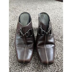 Aerosoles size 8 buckle block heel brown mules